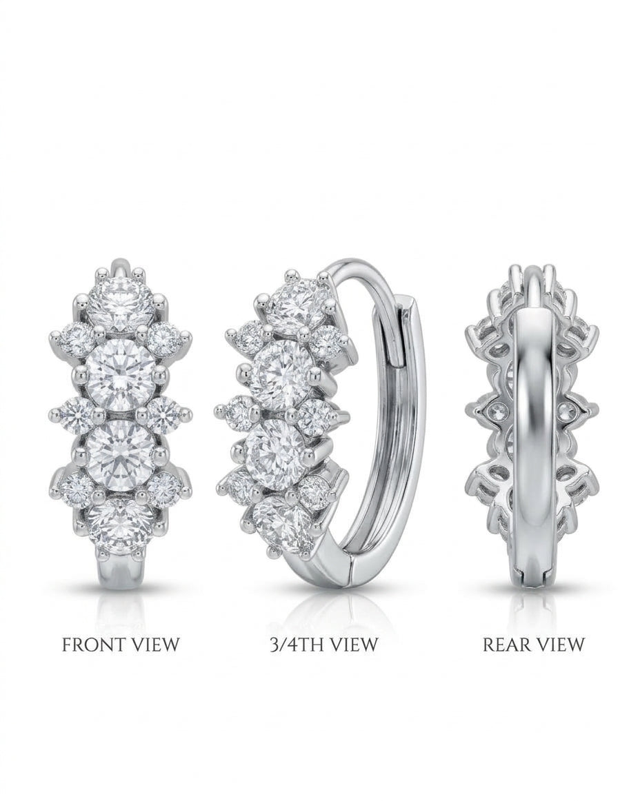 Refined Floral 925 Silver Earrings with CZ – Everyday