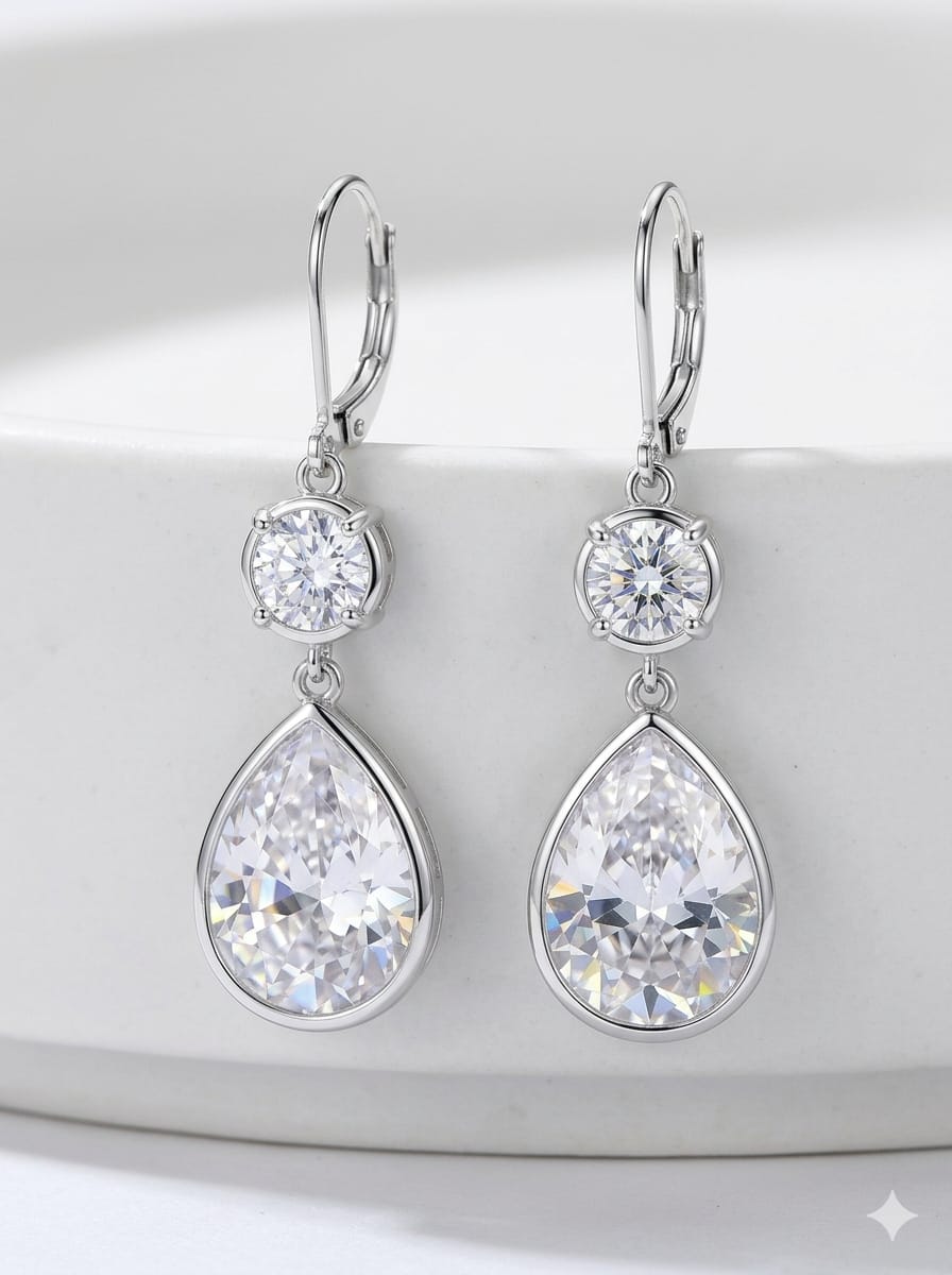 Elegant Drop 925 Silver Earrings with CZ – Gift Choice