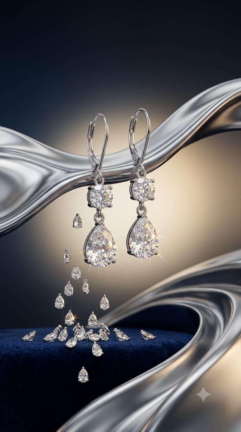 Elegant Drop 925 Silver Earrings with CZ – Gift Choice