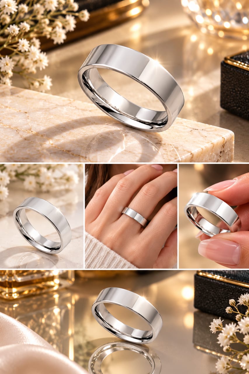 925 Silver Ring |Sleek Silver Plain Band Ring - Classic Unisex Couple Ring, High Polish Finish | Men & Women