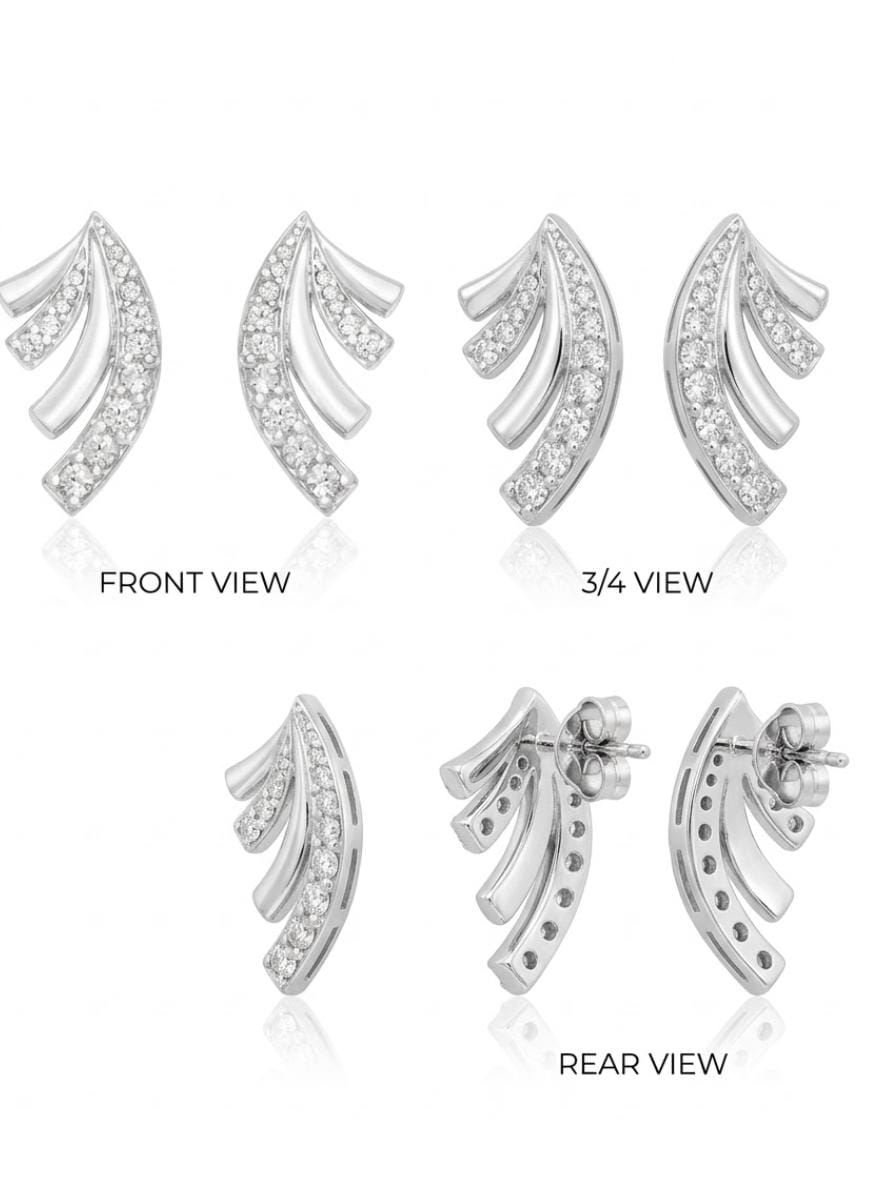 Timeless Luminous 925 Silver Earrings with CZ – Modern Jewellery